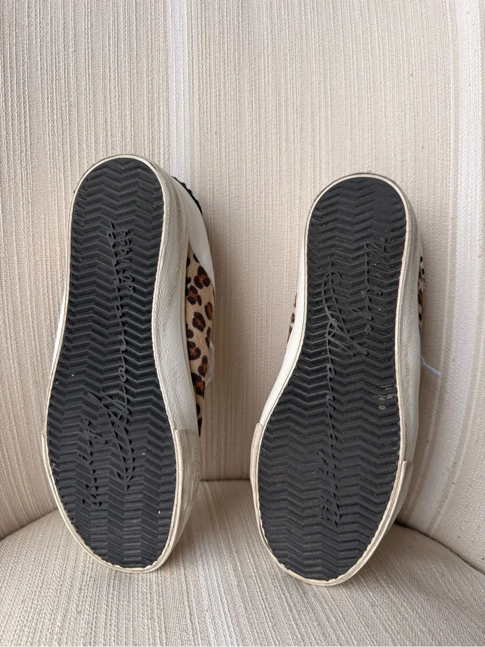 White Leather Women's Sneaker with Leopard Accent and Stud Detailing